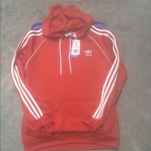 adidas Originals Red Hoodie with White Stripes sspack ss hd- brand new w tags